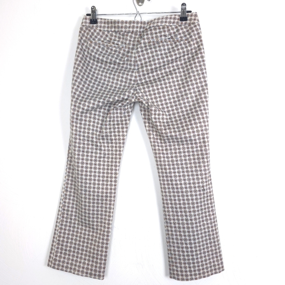 J.Crew City Fit Boho Print Pants Size 2 Cotton Sateen Straight Crop Brown - Picture 2 of 11